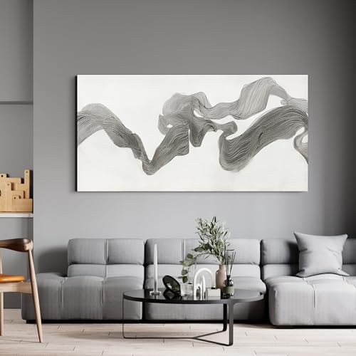 Abstract Wall Art Decor Large Modern Wall Art Decorations Wall Art Pictures for Living Room Abstract Canvas Art Wall Decor Gray White Wall Art Prints Artwork for Walls Bedroom Office Decor 24" X 48" - Image 3