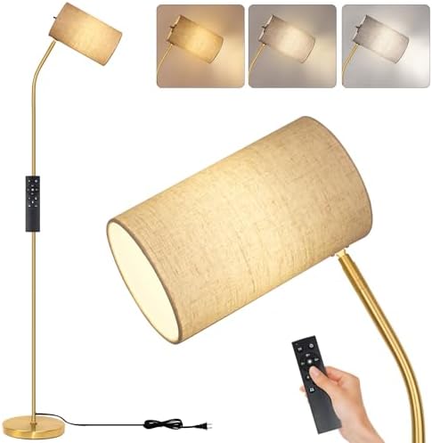 Ldeco Gold Arc Floor Lamp for Living Room with Remote Color Changing Stepless Dimmable Bulb Included Tall Stand Reading Lamp for Living Room Bedroom Office Corner Lamp for Small Space(Beige/Gold) by Ldeco
