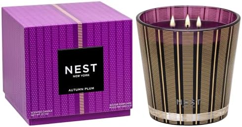 NEST New York Scented 3-Wick Candle, Autumn Plum - 21.2 oz - Up to 100-Hour Burn Time - Reusable Glass Vessel by Unknown