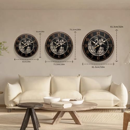 Large World Map Wall Clock,28" Wooden Minimalist Modern Clock - Image 6