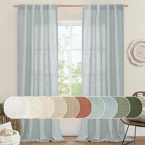 LAMIT Linen Blended Curtains for Bedroom Living Room, 38 x 84 Inch by LAMIT