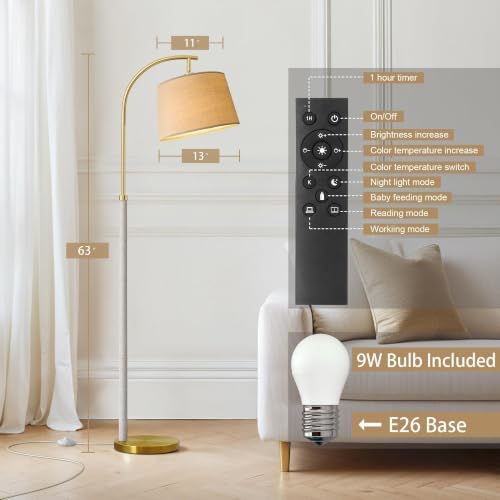 Real Wood Floor Lamps for Living Room Bedroom, 62" Mid Century Modern Lamp - Image 5