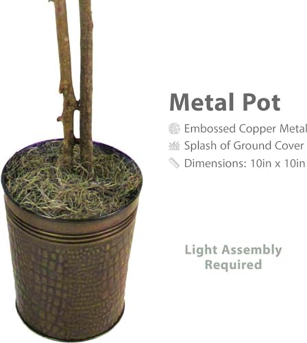 LCG Florals Artificial Ficus Trees in Copper Metal Pots, Set of 2 - Real Wood Trunk, No Maintenance Indoor Faux Plant - Living Room & Home Decor (4ft & 6ft) - Image 6