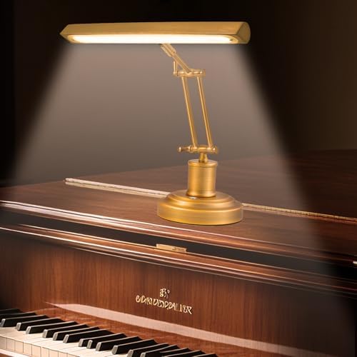Brass Finish Piano Lamp,Antique Gold Bankers lamp by Unknown