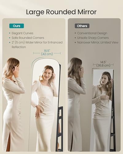 SONGMICS LED Jewelry Cabinet, 360° Swivel, Lockable, Full-Length Mirror - Image 3