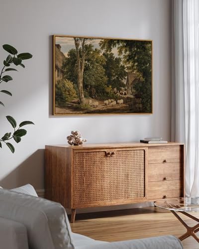 InSimSea Framed Canvas Wall Art Vintage Decor, Room Decor Classical Countryside Landscape Farmhouse Painting, Large Prints Artwork, Wall Art for Living Room Badroom Bathroom, 24"x36" - Image 2