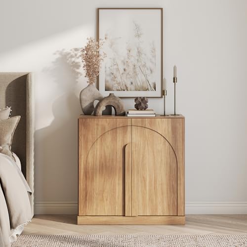 BELLEZE Bijou 31.5" Sideboard Buffet Cabinet, Modern Cabinet with Arched Wood Door - Private Storage Hidden Organizer, Console Table for Livingroom, Entryway & Home, 70lbs Capacity, Camel - Image 6
