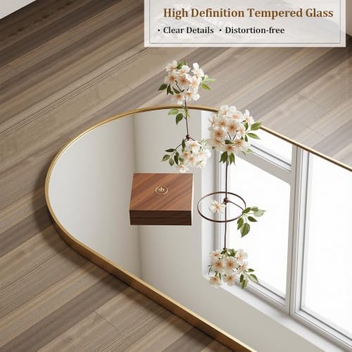 Prywot Arched Full Length Mirror Free Standing, 57"x20" Floor Mirror, Gold - Image 5