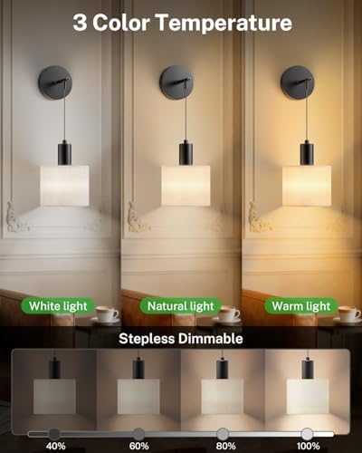 SAIMAND Battery Operated Wall Sconces Set of 2,Wireless Rechargeable Lights - Image 3