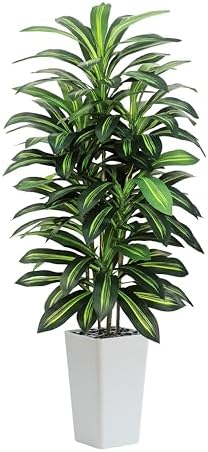 Artificial Dracaena Tree Indoor, 6FT Tall Fake Floor Plants with White Planter & Pebbles, Faux Silk Yucca Tree for Home Office Living Room Bedroom Farmhouse Modern Outdoor Topiary Tree by TXABL