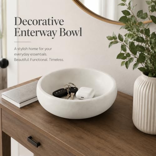 Koville Marble Decorative Bowl, 7.4" Natural Stone Bowl for Key Ring Jewelry Entryway Table Catch all, Aesthetic Modern Fruit Bowl for Kitchen Counter Home Coffee Table Decor Centerpiece(Namib Bianco) - Image 5