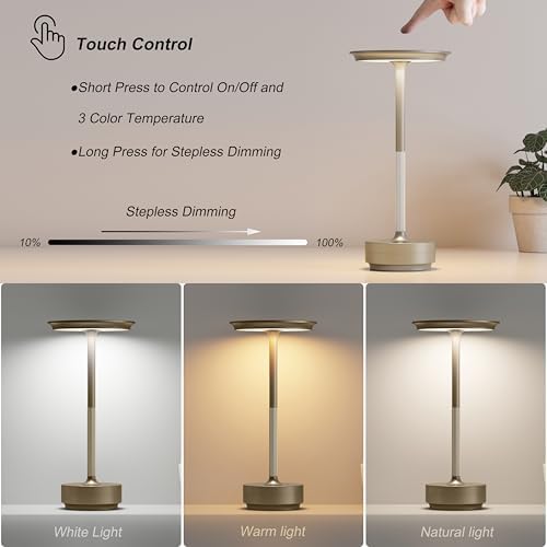 TBBGA 1 Pack Rechargeable Table Lamps Cordless, 5000mAh Outdoor Table Light - Image 2