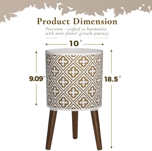 naclto 10 Inch Planter with Stand, Plant Pot for Indoor Plants, Large Modern Flower Pots Indoor Outdoor with Drainage for Home Garden Patio, White ＆ Gold - Image 2