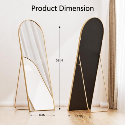 Simple Deluxe Arched Full Length Mirror, 59"x16" Large Floor Mirrors, for Wall Door Bedroom Bathroom Living Room (Gold) - Image 3