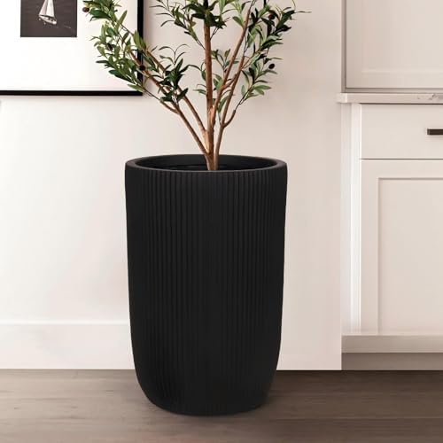 Oakrain 18" Tall Indoor Planter, Black Large Modern Decorative Pot by Oakrain