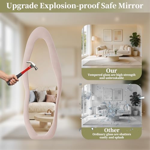 Koonmi Pink Mirror Full Length 63"x24", Wavy Full Body Mirror - Image 4