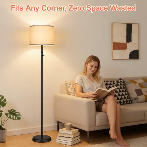 Floor Lamp Simple Design with Shade, Small Tall Lamps for Living Room Bedroom Office Dining Room Kitchen-Black - Image 7