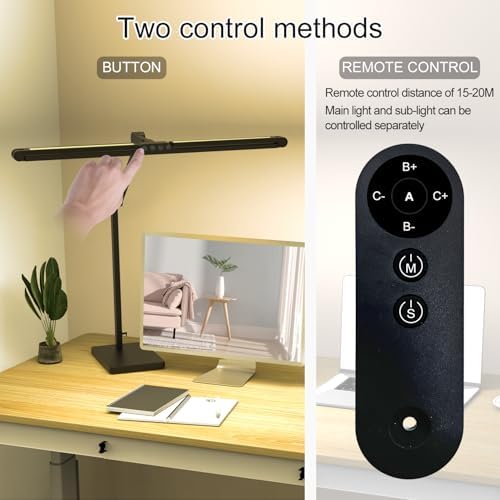 Omorepa 36W 3000LM Ultra Bright Architect Desk Lamp with Base, 47.4Inches Wide Tall Overhead Desk Light for Home Office, Dimmable Table Light with Remote for Desktop Working,Drafting,Reading - Image 3