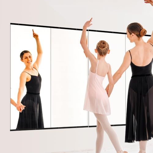 Home Gym Mirror for Wall, 60x25x2PCS Frameless Full Length Mirror, Black - Image 3