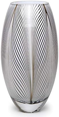 Murano Style Glass Vase Hand Blown White Feather Pattern Effect Home Decor by CadoroGlassStudioBrazil