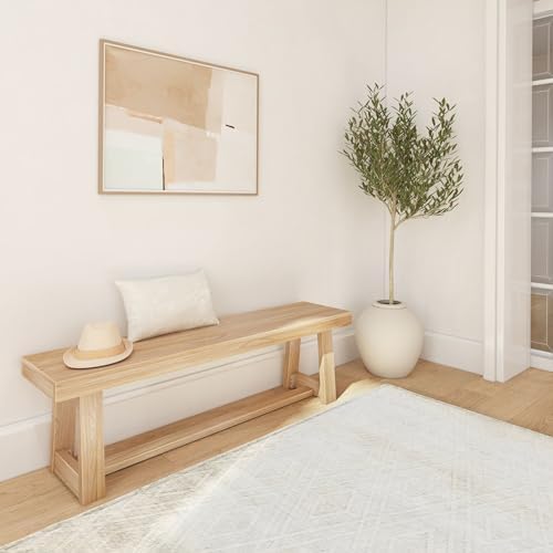 Plank+Beam Classic Dining Bench, 60 Inch, Blonde Wirebrush - Image 5