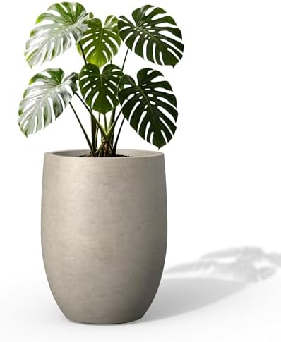Kante Accent Round Curved Weathered Concrete Planter 12.6" Dia, Outdoor by Unknown