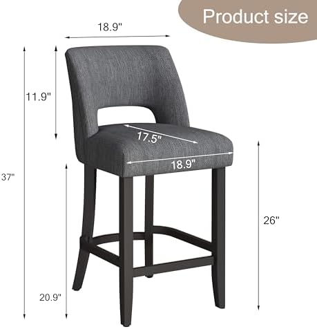 VKNOW Bar Stools Set of 4, 26" Upholstered Counter Height Bar Stools - Image 2