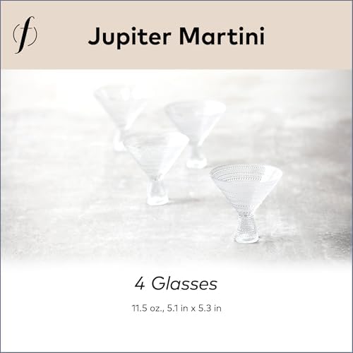 Fortessa Jupiter Beaded Hobnail Glass, 11.5 Ounce Martini (Set of 4), Clear - Image 5