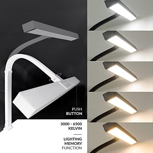 Neatfi 3,000 Lumens LED Desk Lamp with Clamp | Dimmable | 5 Brightness Levels & 5 Light Modes | Memory Function | Eye-Caring Flexible Lamp for Home & Office (31.5 Inches, White) - Image 6