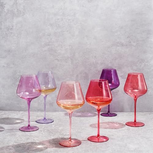 Colors of Love Pink & Red Valentines Crystal Wine Glasses Set of 6 – Elegant Italian Style Tall Stemmed 24oz Glassware Valentine’s Day, Romantic Dinners, Anniversaries, Weddings Gifts, Wife Girlfriend - Image 4