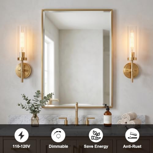 Hardwired Wall Sconces Set of 2, Bathroom Sconce Wall Lighting for Vanity - Image 2
