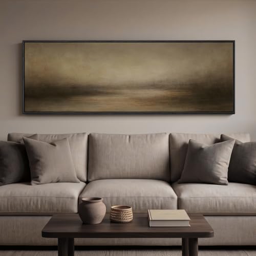 Large Framed Horizontal Abstract Landscape Wall Art for Living Room, 60x20 by Cuspin
