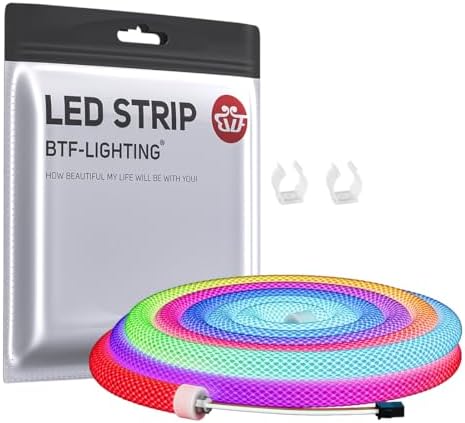 BTF-LIGHTING 3.2FT WS2812B IC RGB Addressable Neon Rope Strip IP67 DC5V by BTF-LIGHTING