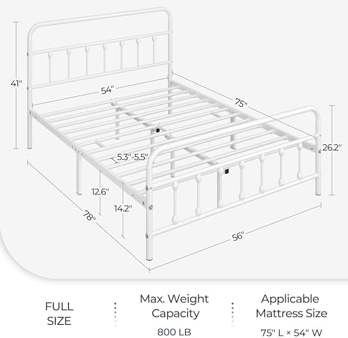 Yaheetech Full Metal Platform Bed Frame, Victorian Headboard & Footboard - Image 2