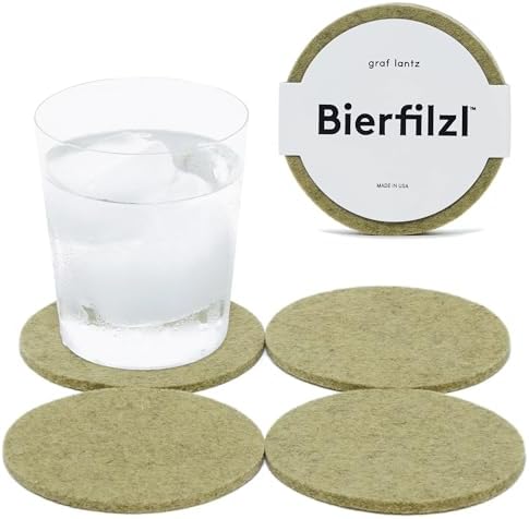 Graf Lantz - Bierfilzl Merino Wool Round Coasters Set of 4 - Sage (4" Circles) - Absorbs 30% of Weight - German Wool - Heat Resistant, Sustainable, & Reusable - Home Decor & Coffee Table Decor by GrafLantz