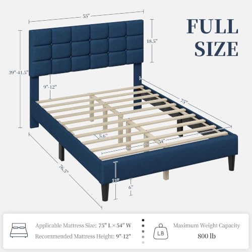 Yaheetech Full Size Upholstered Tufted Bed Frame with Headboard - Image 2