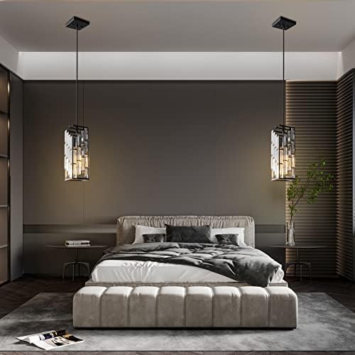 Black Pendant Lighting Modern Pendant Light, Mini Crystal Chandeliers,Adjustable Pendant Light Fixture for Kitchen Island Dinning Room Bedroom (3 Pack) - Image 5