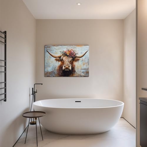 Canvas Wall Art Decor Wall Art Picutures for Living Room Artwork for Wall Decor Highland Cow Wall Art Prints Vintage Wall Art Decor Artwork for Walls Home Bedroom Office Decorations 24" X 36" - Image 6