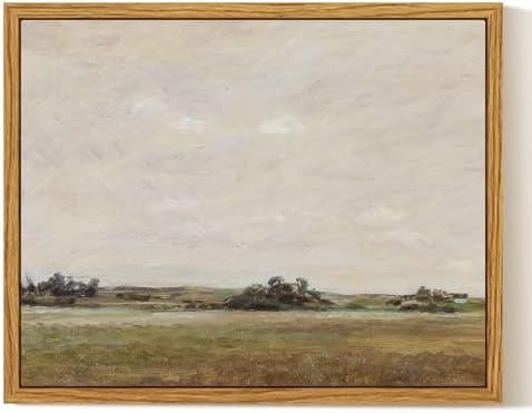 InSimSea Framed Canvas Wall Art, Vintage Landscape Painting, Rustic Nature Scenery Decor for Living Room Shelf Hallway,10x8in, Neutral Tones by InSimSeaArt