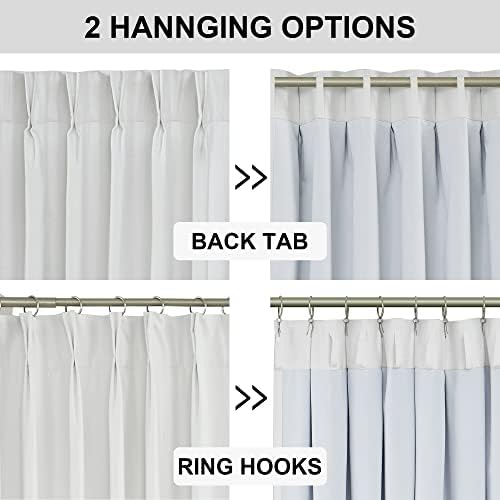 Vision Home White Pinch Pleated Full Blackout Curtains 60 inch Wide Thermal Insulated Window Panels 90 inch for Living Room Bedroom Room Darkening Pinch Pleat Drapes with Hooks Back Tab 60" Wx90 Lx1 - Image 6
