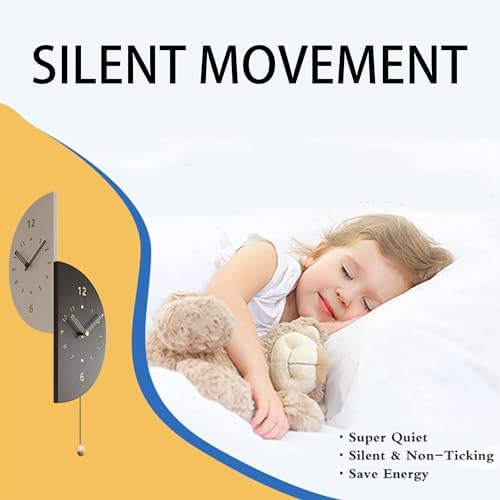 Semicircular Double Sided Corner Wall Clock with Pendulum, Silent Quartz Movement Battery Operated Vintage Boho Farmhouse Decorative Clock for Living Room Bedroom Kitchen Office Gym, Black & White - Image 3