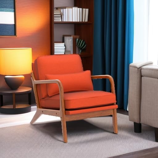 Karl home Mid-Century Modern Accent Reading Chair, Burnt Orange - Image 5