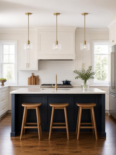 Brushed Gold Pendant Lights Kitchen Island, 1-Light Modern Clear Glass Hanging Light Fixtures with Rods, Mini Kitchen Pendant Lighting Over Island for Sink Bathroom, OS-YQ8153-1PBGC - Image 5