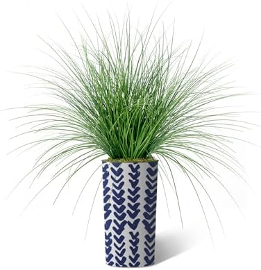 Artificial Tree in Pattern Planter, Fake Onion Grass Silk Tree for Indoor and Outdoor Home Decoration - 55" Overall Tall (Plant Pot Plus Tree) - Image 2