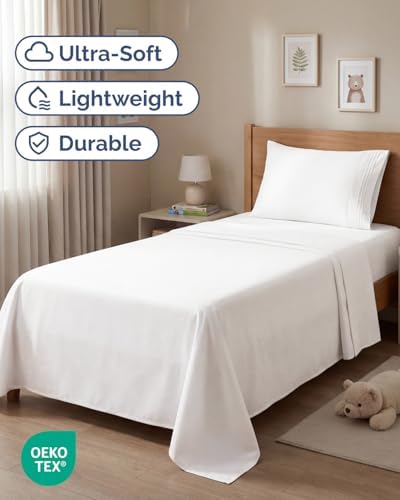 Twin Size 3 Piece Sheet Set - Breathable & Cooling Sheets - Antique White - Image 2