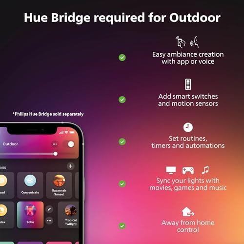Philips Hue Outdoor 7-Foot Smart LED Light Strip - White and Color Ambiance - 2 Pack - Requires Hue Bridge - Weatherproof - Control with Hue App - Works with Alexa, Google Assistant and Apple HomeKit - Image 2