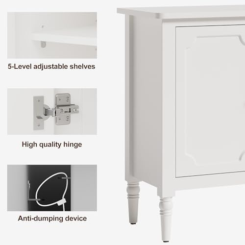 RoyalCraft 118" Buffet Cabinet with Storage, Vintage Sideboard with Adjustable Shelves, Mid Century Modern Painted Credenza Coffee Bar for Kitchen, Dining Room, Entryway, Living Room, Satin White - Image 6