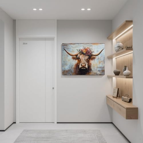 Canvas Wall Art Decor Wall Art Picutures for Living Room Artwork for Wall Decor Highland Cow Wall Art Prints Vintage Wall Art Decor Artwork for Walls Home Bedroom Office Decorations 24" X 36" - Image 3