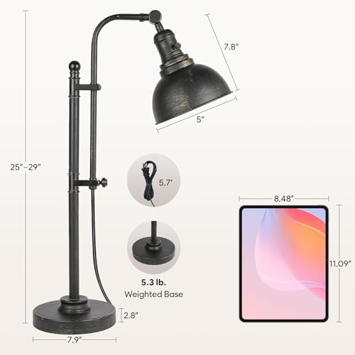 VONLUCE Rustic Desk Lamp, Adjustable Industrial Table Lamp for Home Office - Image 6
