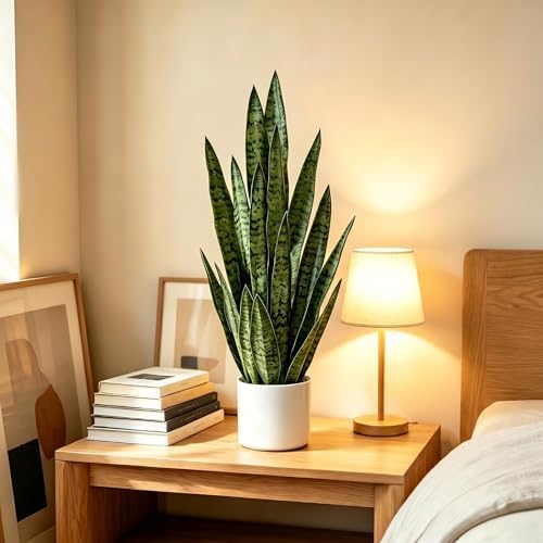 Fake Snake Plant 3FT, 35in Artificial Potted Plant with White Pot - Image 6